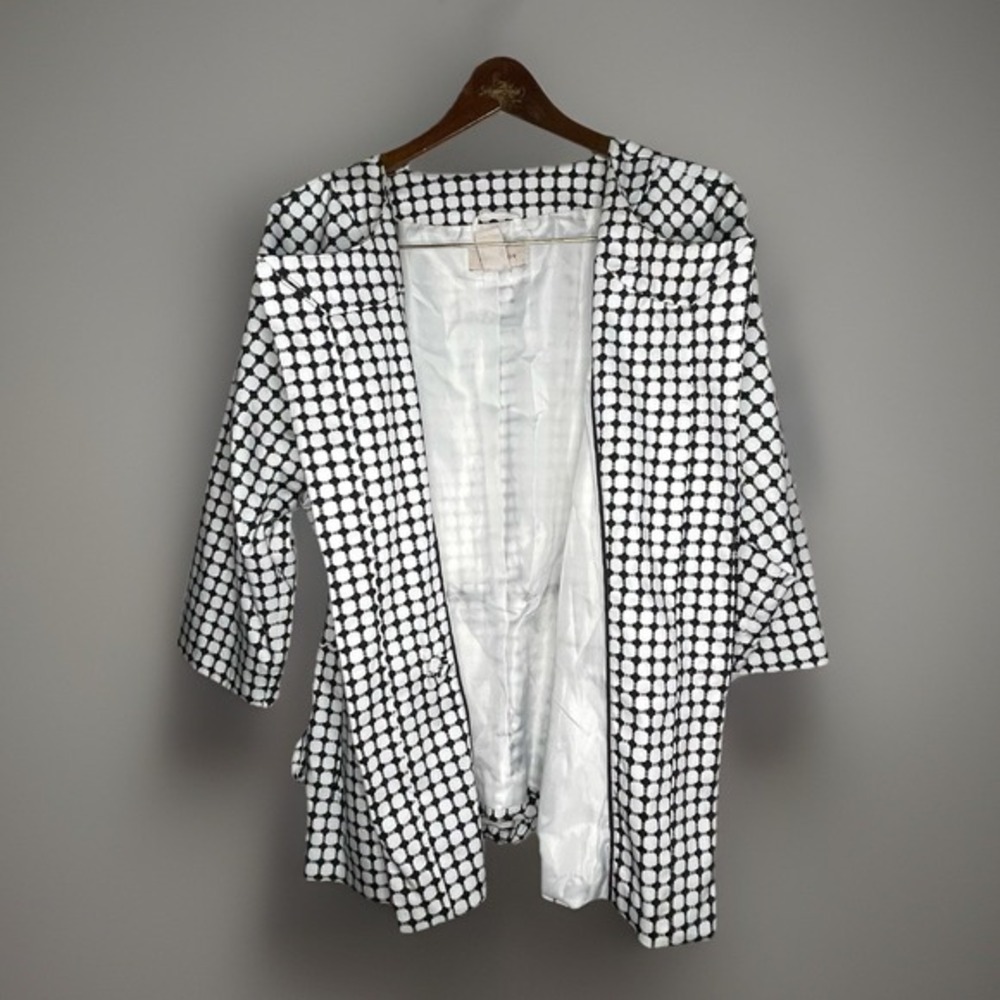 Covington Geometric Print‎ Jacket Black White Snap Belt Wrap Waist Women XL Chic - Picture 5 of 8